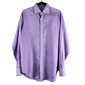Jack Stone Thomas Dean Purple Glen Check Contrasting Cuff Button Down Shirt Top